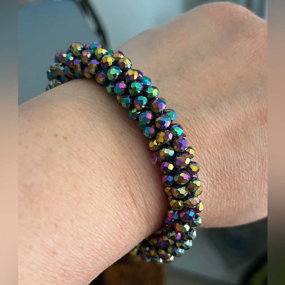 Stunning multi oil spill bracelet
